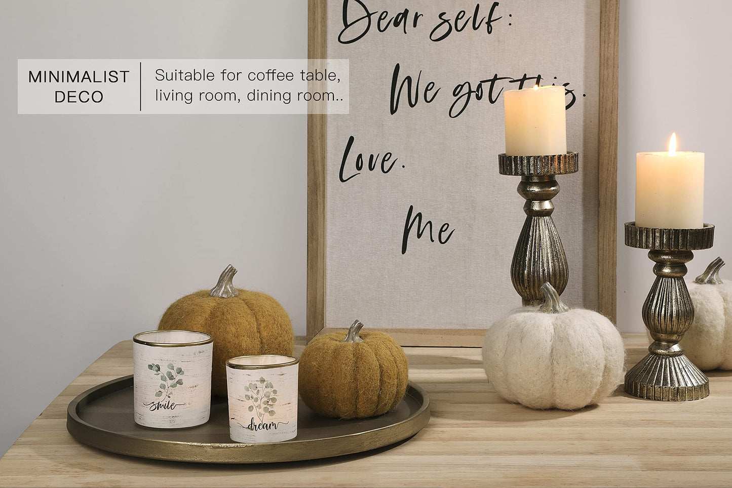 15 Inch Gold Round Wooden Decorative Tray