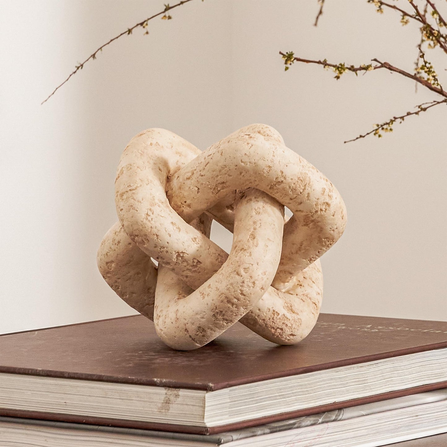 Beige Travertine Decorative 3 Link Knot