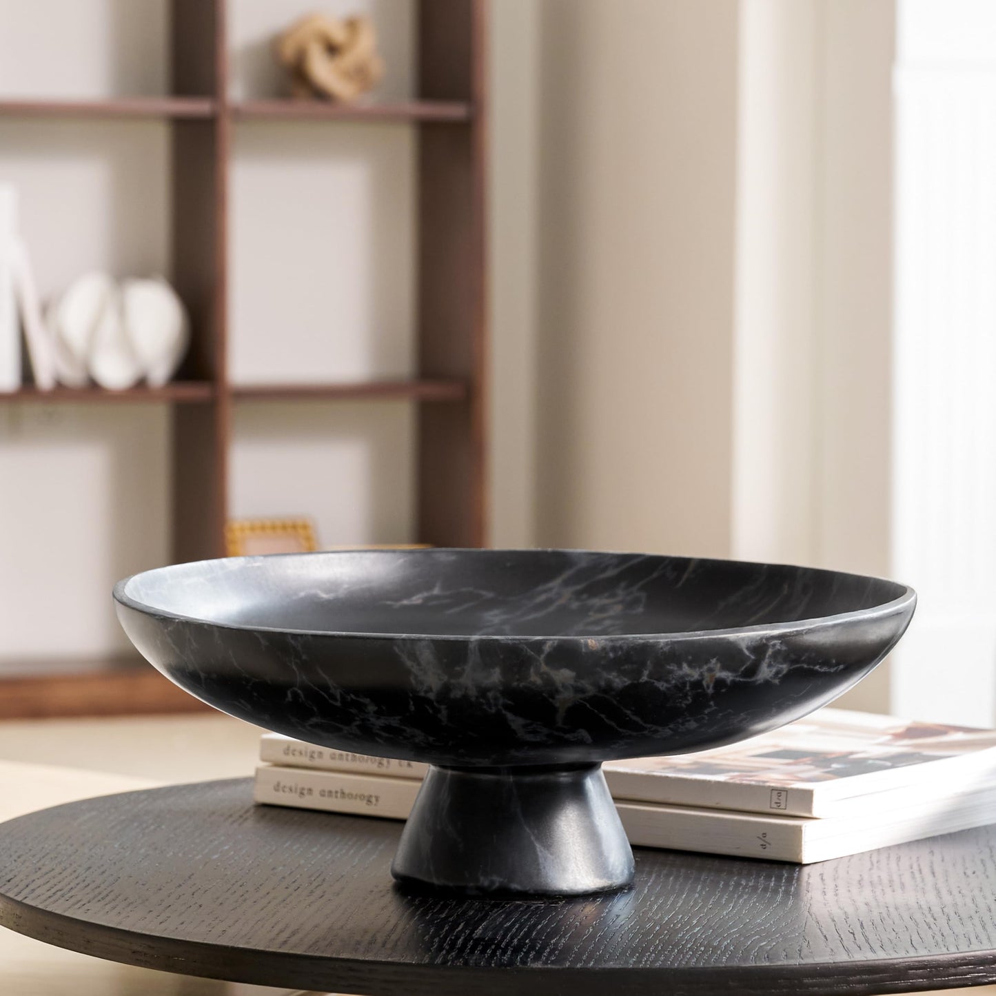 11.2 Inch Black Resin Decorative Fruit Bowl