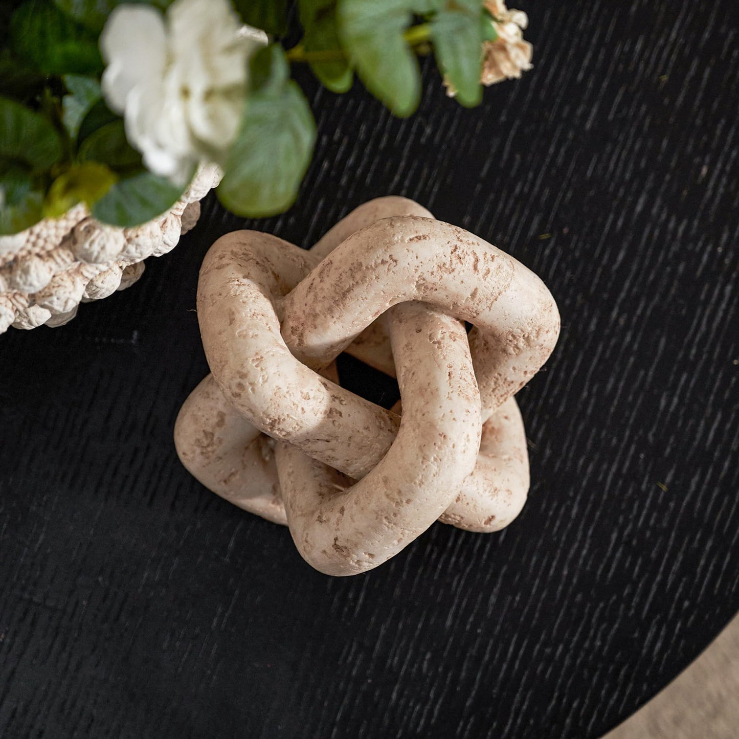 Beige Travertine Decorative 3 Link Knot