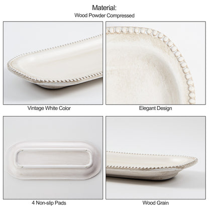 14in Oval Decorative Tray White