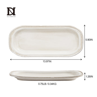 14in Oval Decorative Tray White